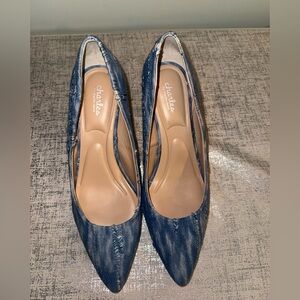 Charles By Charles David Denim-Textured Pointed Toe Flats in Blue